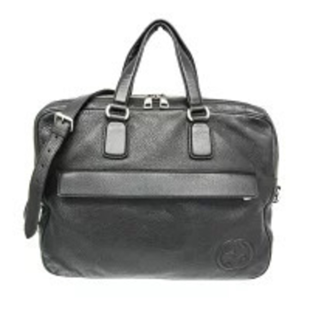 Gucci Interlocking GG Leather Briefcase Case Black
